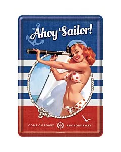 Postkaart metallist 10x14,5cm / Ahoy Sailor!