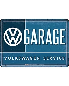 Postkaart metallist 10x14,5cm / VW Garage