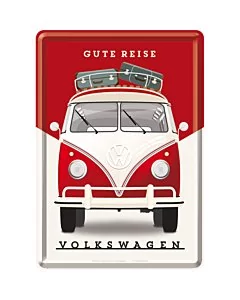 Postkaart metallist 10x14cm / VW Gute Reise
