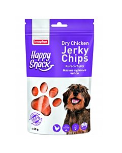 Beaphar Dry Chicken Jerky Chips / Kuivatatud kanalihakrõpsud koertele, 60 gr