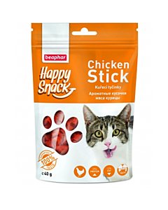Beaphar Chicken Stick for Cat / Ароматные кусочки мяса курицы Happy Snack для кошек, 40 г