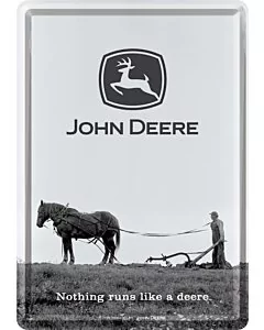 Postkaart metallist 10x14,5cm / John Deere Nothing runs like a deere