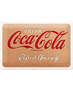 Metallplaat 20x30cm / Coca Cola - Cardboard Logo / KO