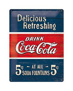 Metallplaat 30x40cm / Coca-Cola 5c Delicious Refreshing