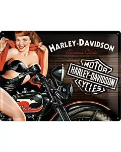 Metallplaat 30x40cm / Harley-Davidson Biker Babe