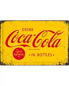 Metallplaat 40x60cm / Coca-Cola in bottles
