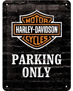 Metallplaat 15x20cm / Harley-Davidson Parking only