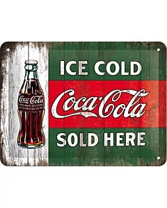 Metallplaat 15x20cm / Coca-Cola Ice cold sold here
