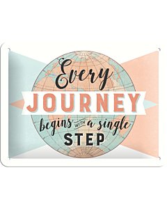 Металлический декоративный постер / Every journey begins with a single step / 15x20см