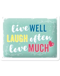 Металлический декоративный постер / Live well, laugh often, love much / 15x20см