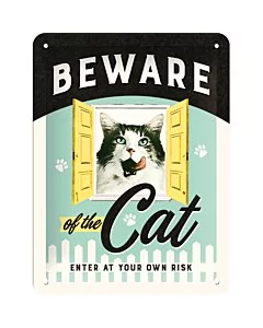 Metallplaat 15x20cm / Beware of the Cat