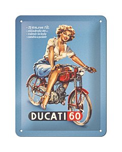 Metallplaat 15x20cm / Ducati - Cilindrata 60 Pin Up