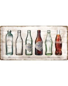 Metallplaat 25x50cm / Coca-Cola pudelite ajalugu