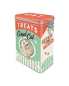 Жестяная коробка  с зажимом / Cat Treats Good Cat