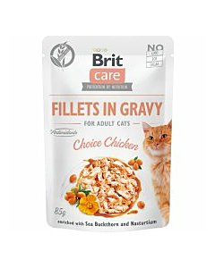 Brit Care Fillets in Gravy täiskasvanud kassidele / Choice Chicken Pouch / kanafilee 85g