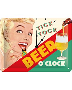Metallplaat 15x20cm / Tick Tock Beer O'Clock