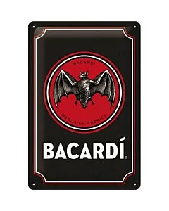 Metallplaat 20x30cm /  Bacardi Logo -Black / KO