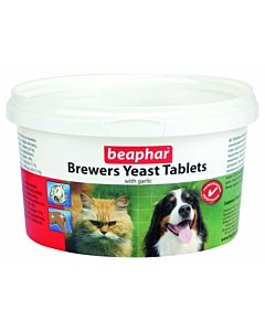 Beaphar пивные дрожжи Brewers Yeast Tablets с чесноком для кошек и собак 250 tbl