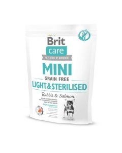 Brit Care Mini Light & Sterilised Rabbit & Salmon  jäneseliha ja lõhega koeratoit / 400g