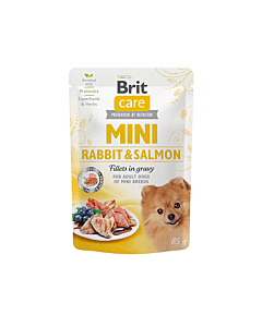 Brit Care Mini pouch Rabbit Salmon fillets in gravy einekotike koertele 85g