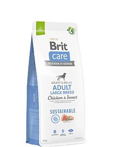 Brit Care Sustainable Adult Large Breed Chicken&Insect koeratoit Kana ja putukatega 12kg