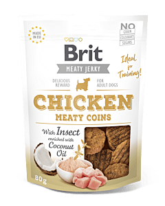 Brit Jerky Chicken Meaty Coins Snack närimismaius koertele 80g