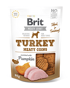 Brit Jerky Turkey Meaty Coins Snack närimismaius koertele 80g