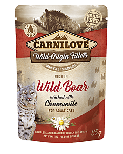 Carni Love Cat Pouch Wild Boar Chamomile einekotike fileeritud metsloomalihaga  kassidele 85g