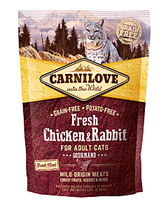 Carni Love Fresh Chicken & Rabbit täistoit täiskasvanud kassidele kana- ja jäneselihaga 400g