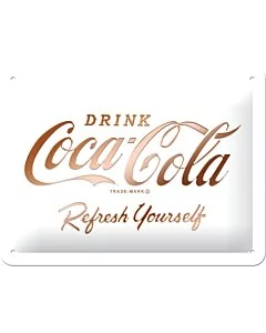 Metallplaat 15x20cm / Coca-Cola logo, valge 