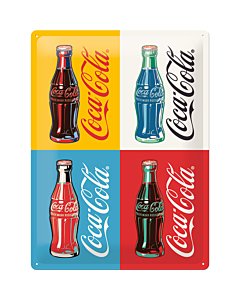 Metallplaat 30x40cm / Coca-Cola Neljä pulloa Pop Art