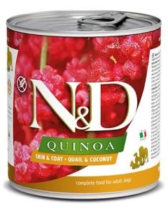 Farmina N&D Quinoa Skin & Coat Quail & Coconut GMO ja teraviljavaba koerakonserv / 285g