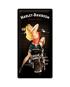 Metallplaat 25x50cm / Harley-Davidson Biker Babe