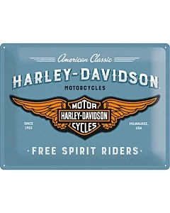 Metallplaat 30x40cm / Harley-Davidson logo sinine
