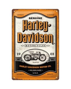 Metallplaat 20x30cm Harley-Davidson - Genuine Motorcycles Milwaukee