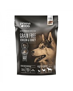 Prima Dog Grain Free täistoit hirveliha-kalkuni kõikidele täiskasvanud koertele / 1,5kg