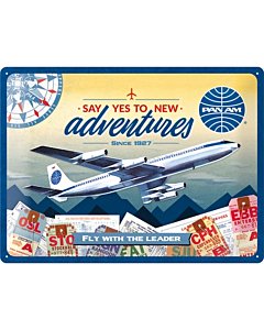 Metallplaat 30x40cm / Pan Am - New Adventures