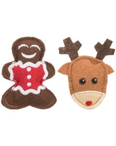 Kassi mänguasi Xmas põder ja piparkook, vilt, 8 cm, 2 tk.