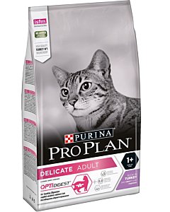  Корм Pro Plan  Delicate (Про План) для кошек с чувствительной кожей и пищеварением с индейкой и рисом 1,5кг