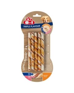 Koera maius 8in1 Flavours Kolme maitsega põimitud pulgad 10tk