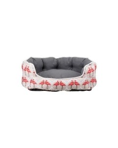 Koera voodi Flamingo 80x65cm roosa/hall/kreem