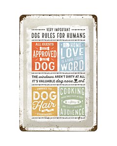 Metallplaat 20x30cm / Dog rules for humans