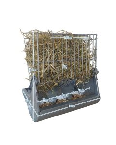 Tsingitud metallist heinahoidja küülikutele – puurile kinnitatav heinasõim ja söötur / 30x32cm