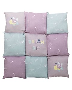 Lamamismatt Patchwork Junior 60 × 60 cm, hele lilla/münt/roosa