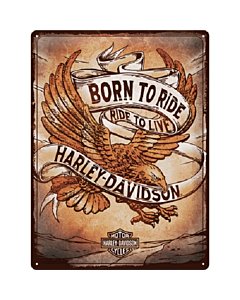 Metallplaat 30x40cm / Harley Davidson - Born to Ride Eagle