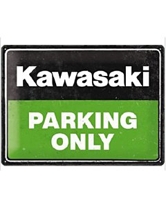 Metallplaat 30x40cm / Kawasaki - Parking Only Green