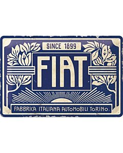 Metallplaat 20x30cm  /Fiat - Since 1899 Logo Blue / KO