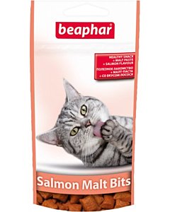 Beaphar Подушечки Salmon Malt Bits для выведения шерсти из желудка у кошек, 35 г