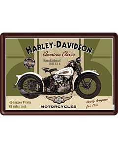 Postkaart metallist 10x14cm / Harley-Davidson Knucklehead