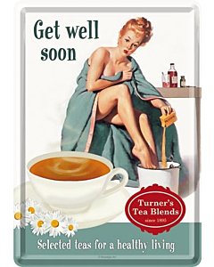 Postkaart metallist 10x14.5cm / Get well soon